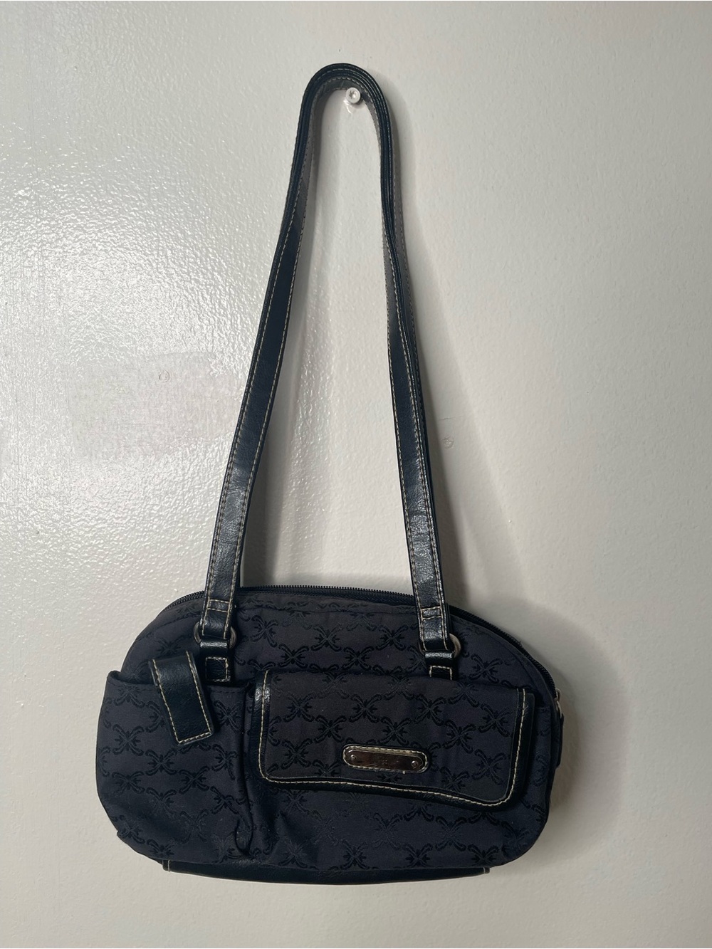 Dark Navy Women's Shoulder Bag with Front Pocket